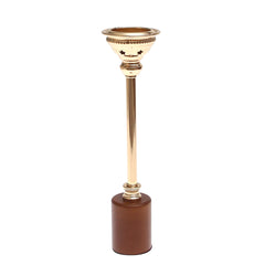 Wood &amp; Gold Pillar Candle Holder – 7162 (Large) - Habitt