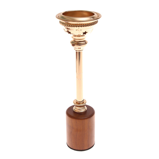 Wood & Gold Pillar Candle Holder – 7162 (Medium) - Habitt