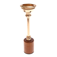 Wood & Gold Pillar Candle Holder – 7162 (Medium) - Habitt