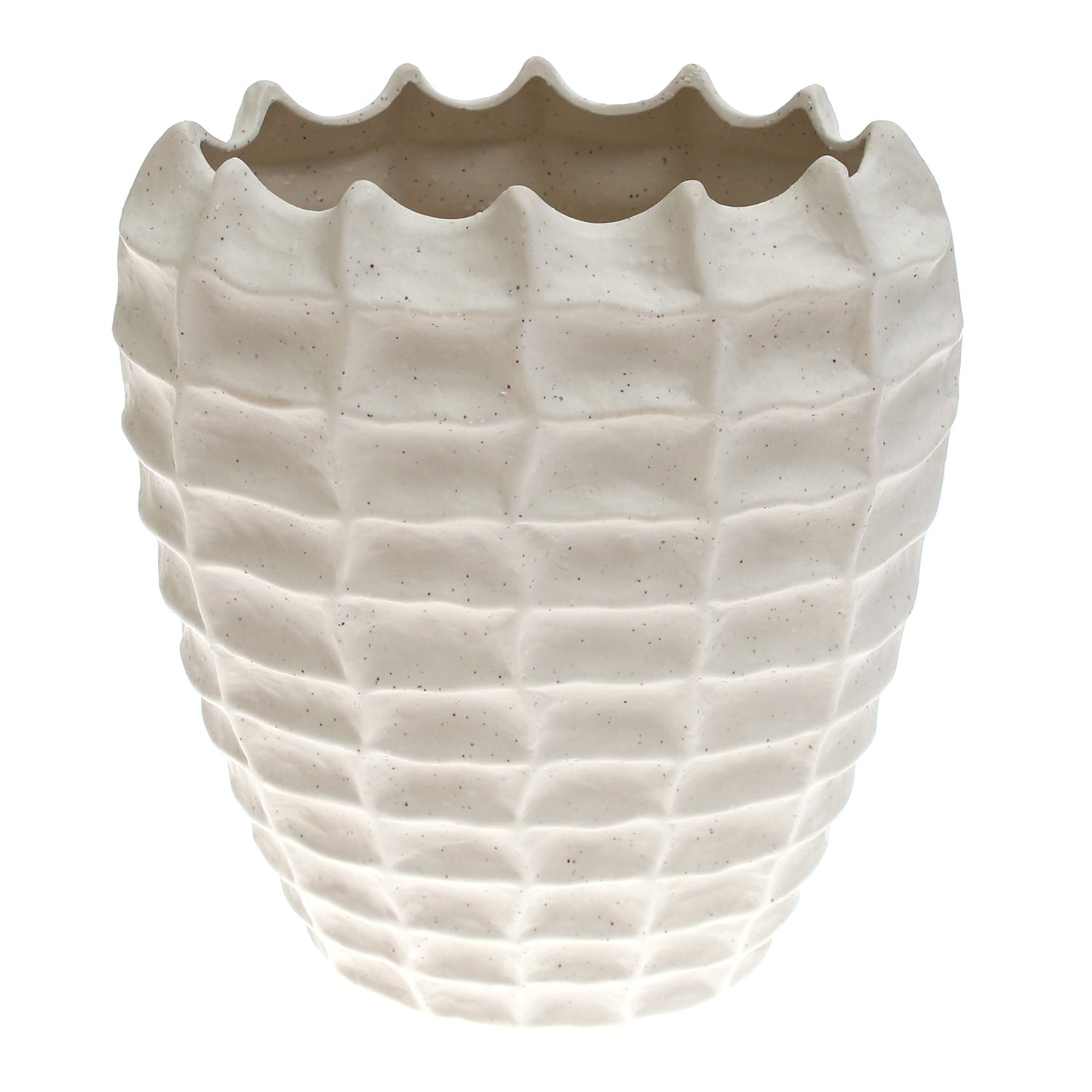 Rectangular Weave Textured White Vase - Habitt