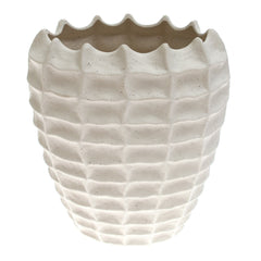 Rectangular Weave Textured White Vase - Habitt