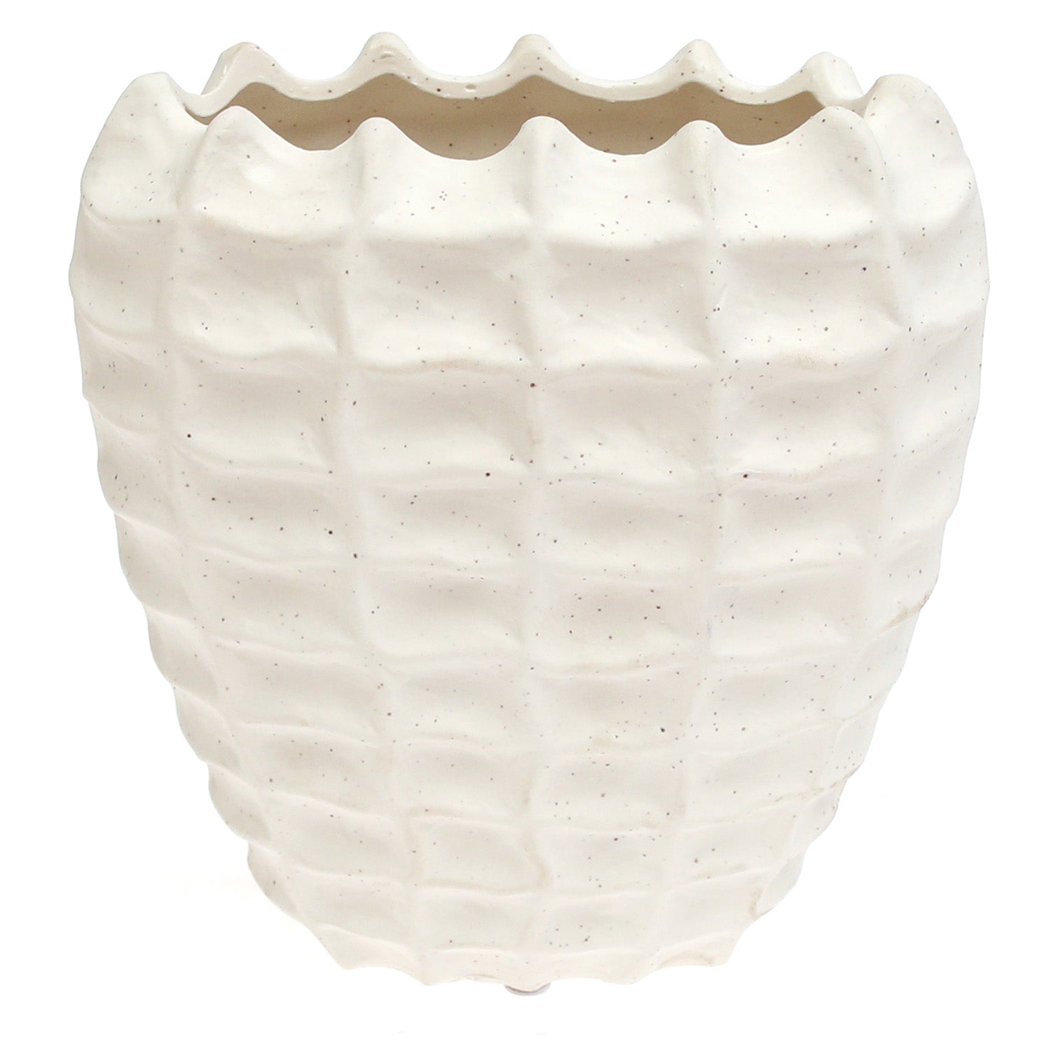 Rectangular Weave Textured White Vase - Habitt