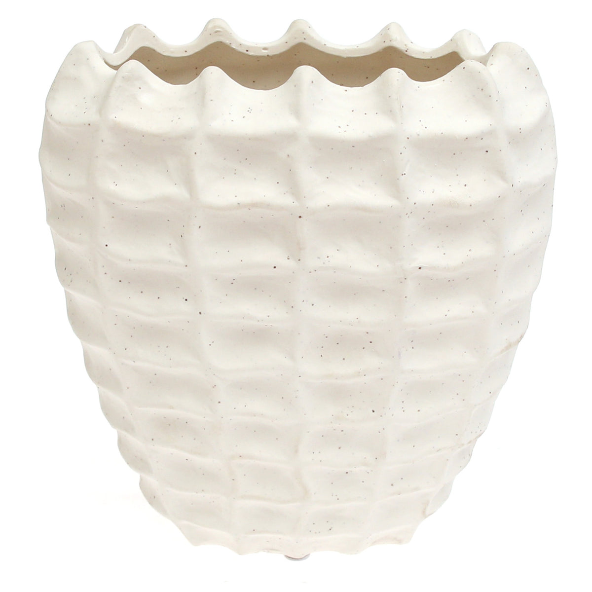 Rectangular Weave Textured White Vase - Habitt