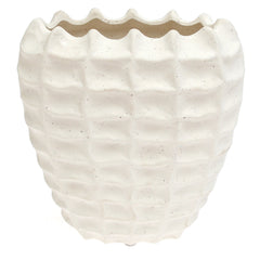 Rectangular Weave Textured White Vase - Habitt
