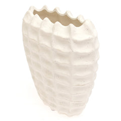 Rectangular Weave Textured White Vase - Habitt