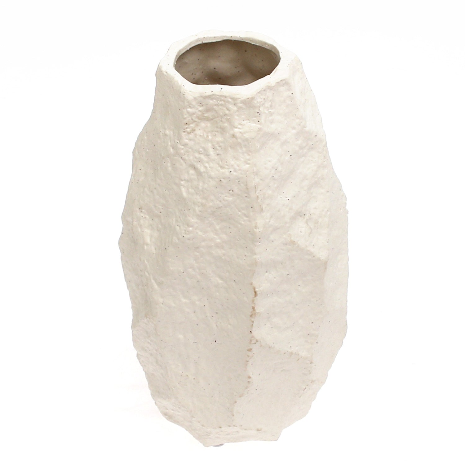 Rock Design Vase White – Textured Stone-Look Ceramic Decor - Habitt