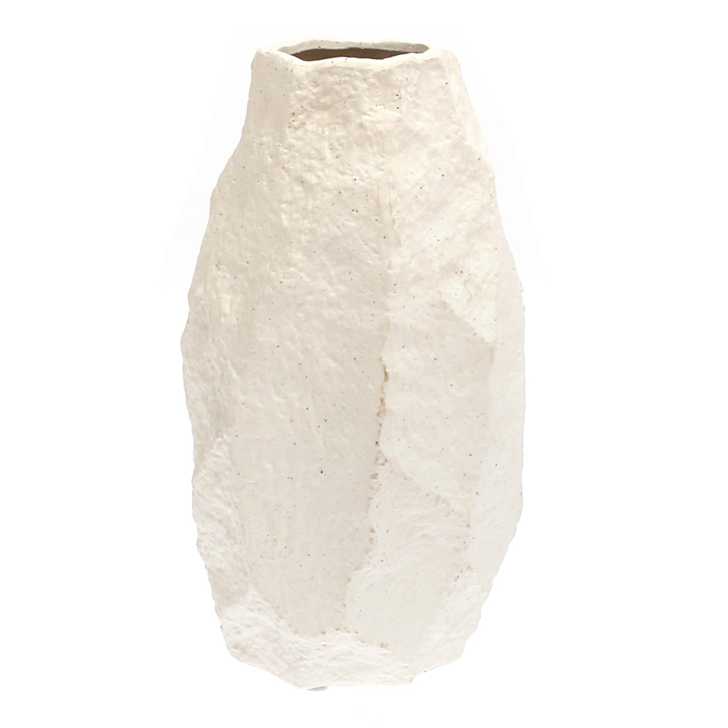 Rock Design Vase White – Textured Stone-Look Ceramic Decor - Habitt