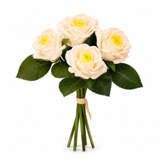 Artificial Rose Flower Bunch Stick – Small Yellow