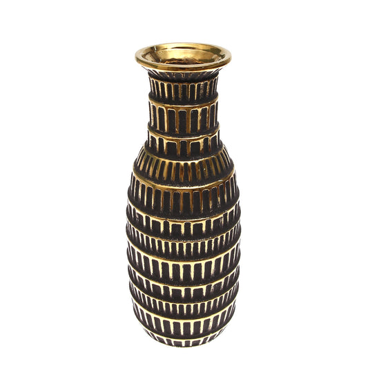 Dark Charcoal Grey & Gold Decorative Vase — Box Design L - Habitt