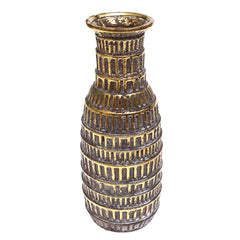 Dark Grey &  Gold Textured Decorative Vase – Luxe Box-Pattern Statement Piece (Large) - Habitt
