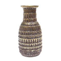 Dark Grey & Gold Decorative Vase – Small Textured Box-Pattern Accent Piece - Habitt