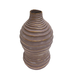 XL Grey & Gold Decorative Ceramic Vase — Statement Home Décor Vase with Textured Spiral Design - Habitt