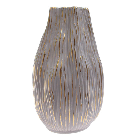 Grey & Gold Textured Ceramic Vase - Habitt