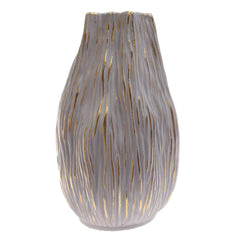 Grey & Gold Textured Ceramic Vase - Habitt