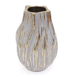 Grey & Gold Textured Ceramic Vase – Medium - Habitt