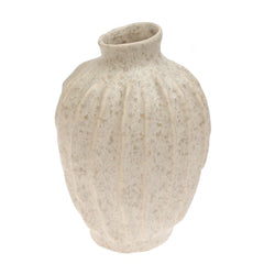 Light Beige Textured Lines Ceramic Vase – Small - Habitt
