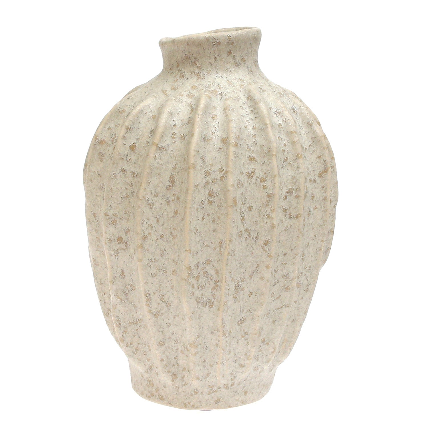 Light Beige Textured Lines Ceramic Vase – Small - Habitt