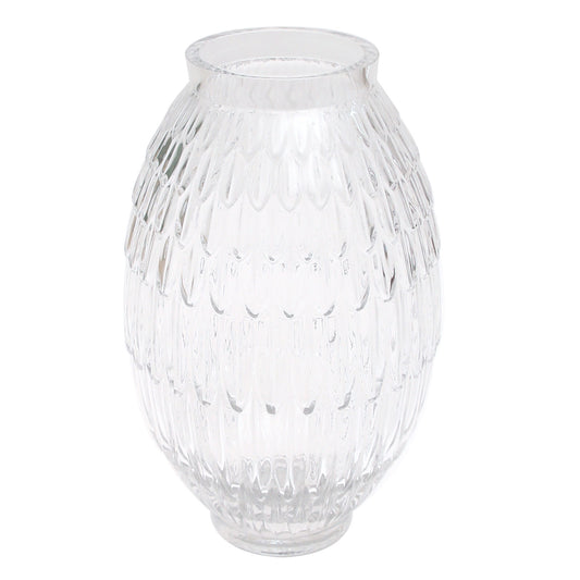 Oval Textured Transparent Glass Vase – Small - Habitt