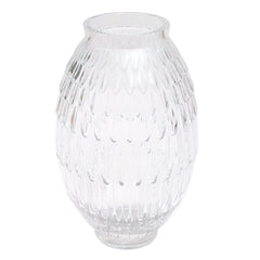 Oval Textured Transparent Glass Vase – Small - Habitt