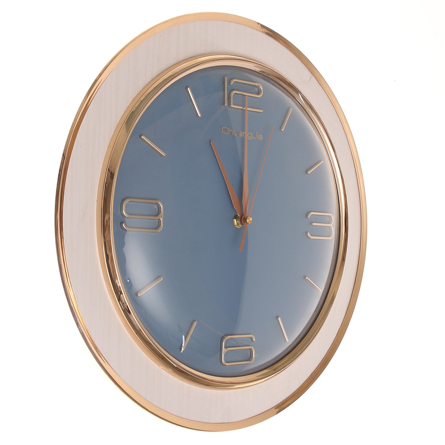 Modern Blue & White Wall Clock with Gold Accents - Habitt