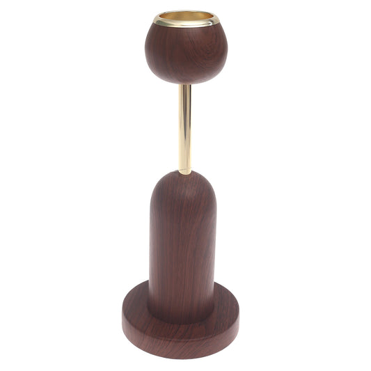 Large Brown Candle Stand with Gold Accent – 14 Inch Decorative Candle Holder - Habitt