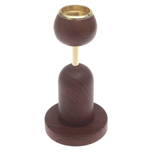 Medium Brown Candle Stand with Gold Accent – 10.5 Inch Decorative Candle Holder - Habitt