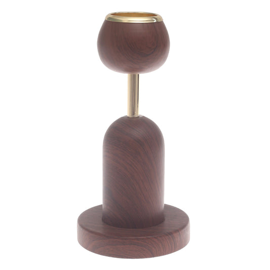 Medium Brown Candle Stand with Gold Accent – 10.5 Inch Decorative Candle Holder - Habitt