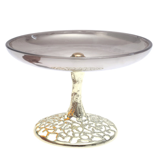 Black & Silver Console Decorative Bowl with Sculpted Base – 8.5 x 6 Inch Accent Piece - Habitt