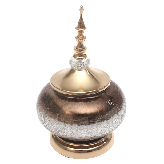 Console Piece Copper Decorative Jar – 5 x 13 Inch Metal Accent with Lid - Habitt