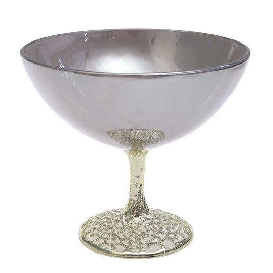 Large Gold Console Decorative Bowl with Sculpted Base – 10 x 9.5 Inch Luxury Accent Piece - Habitt