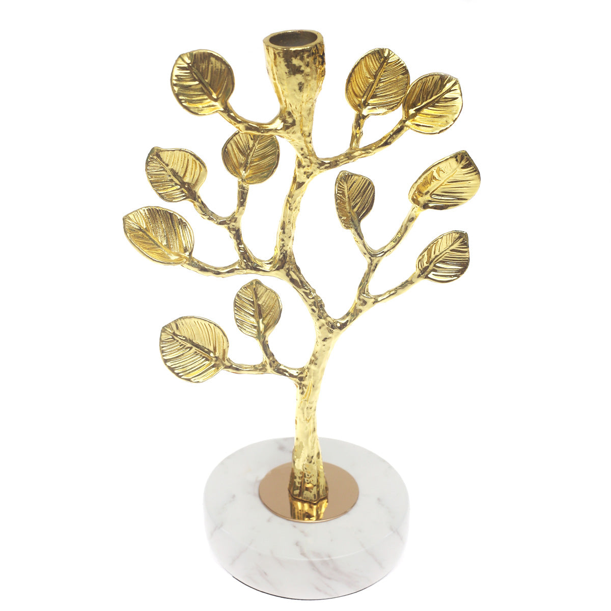 Large Gold Tree Console Decorative Piece with Marble Base – 11 Inch Luxury Accent - Habitt