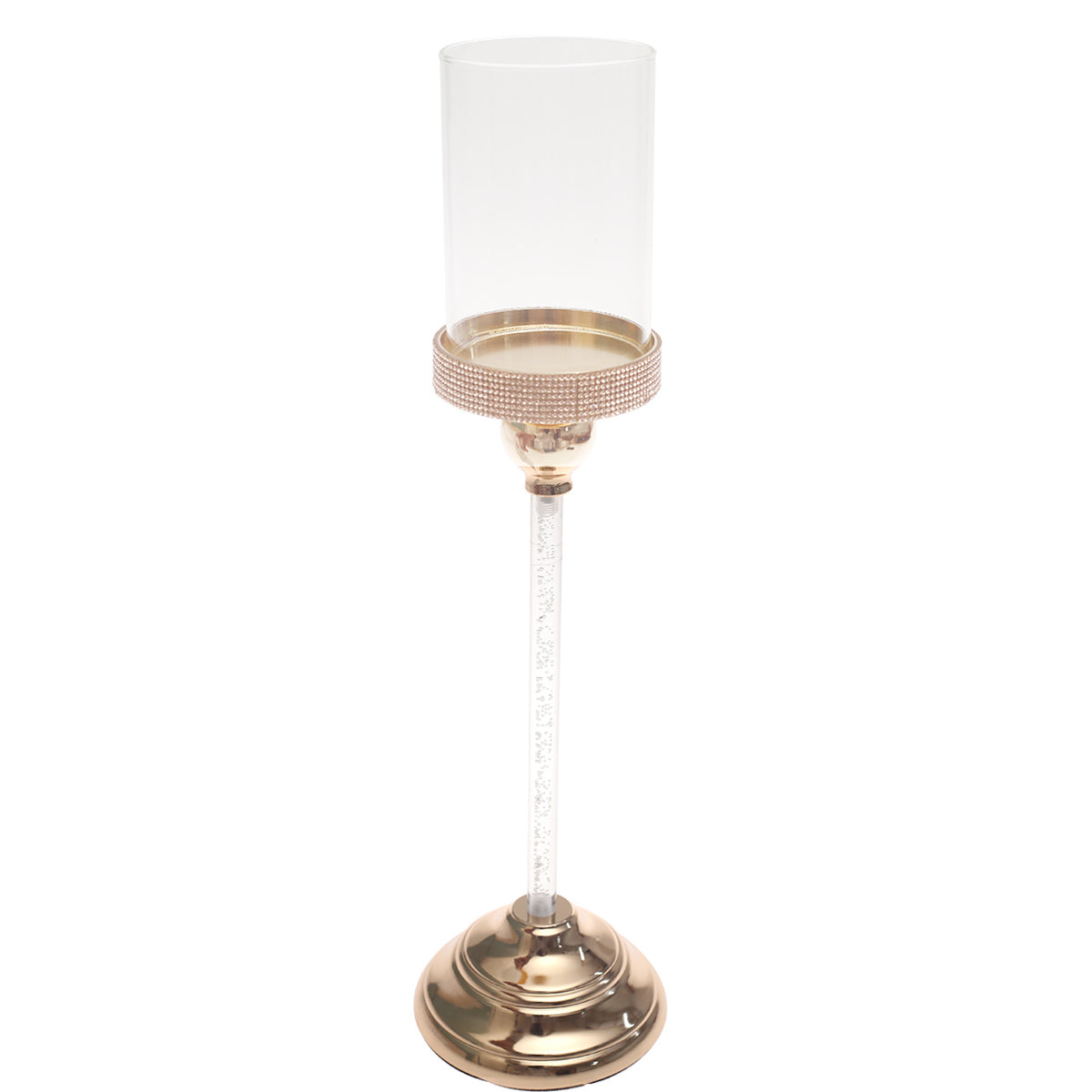 Console Piece Large Gold Candle Holder – Luxury Metal & Glass Décor, 16 Inch Height - Habitt