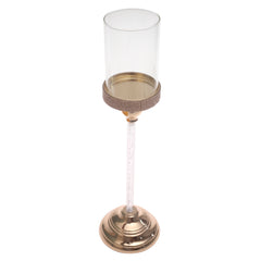 Console Piece Large Gold Candle Holder – Luxury Metal & Glass Décor, 16 Inch Height - Habitt