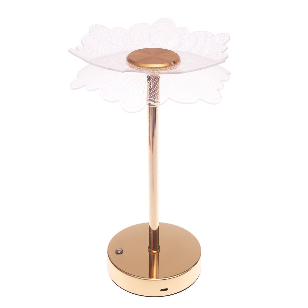 Console Piece Small Gold Decorative Accent Lamp – Floral Modern Table Décor, 14 Inch Height - Habitt