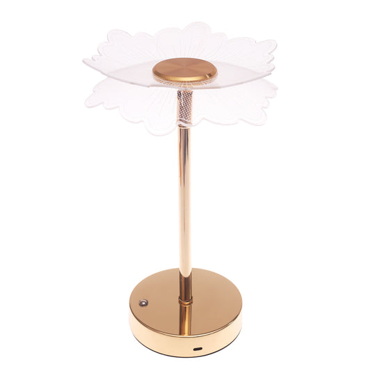 Console Piece Small Gold Decorative Accent Lamp – Floral Modern Table Décor, 14 Inch Height - Habitt