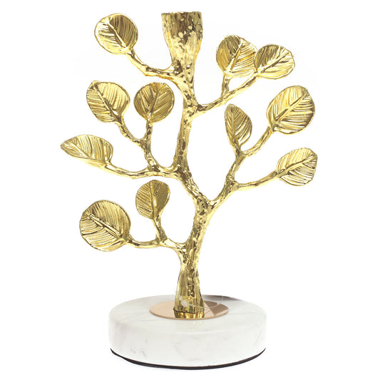 Small Gold Tree Console Decorative Piece with Marble Base – 9 Inch Elegant Accent - Habitt