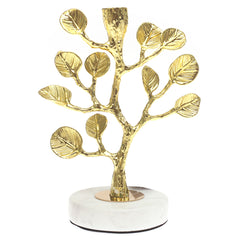 Small Gold Tree Console Decorative Piece with Marble Base – 9 Inch Elegant Accent - Habitt