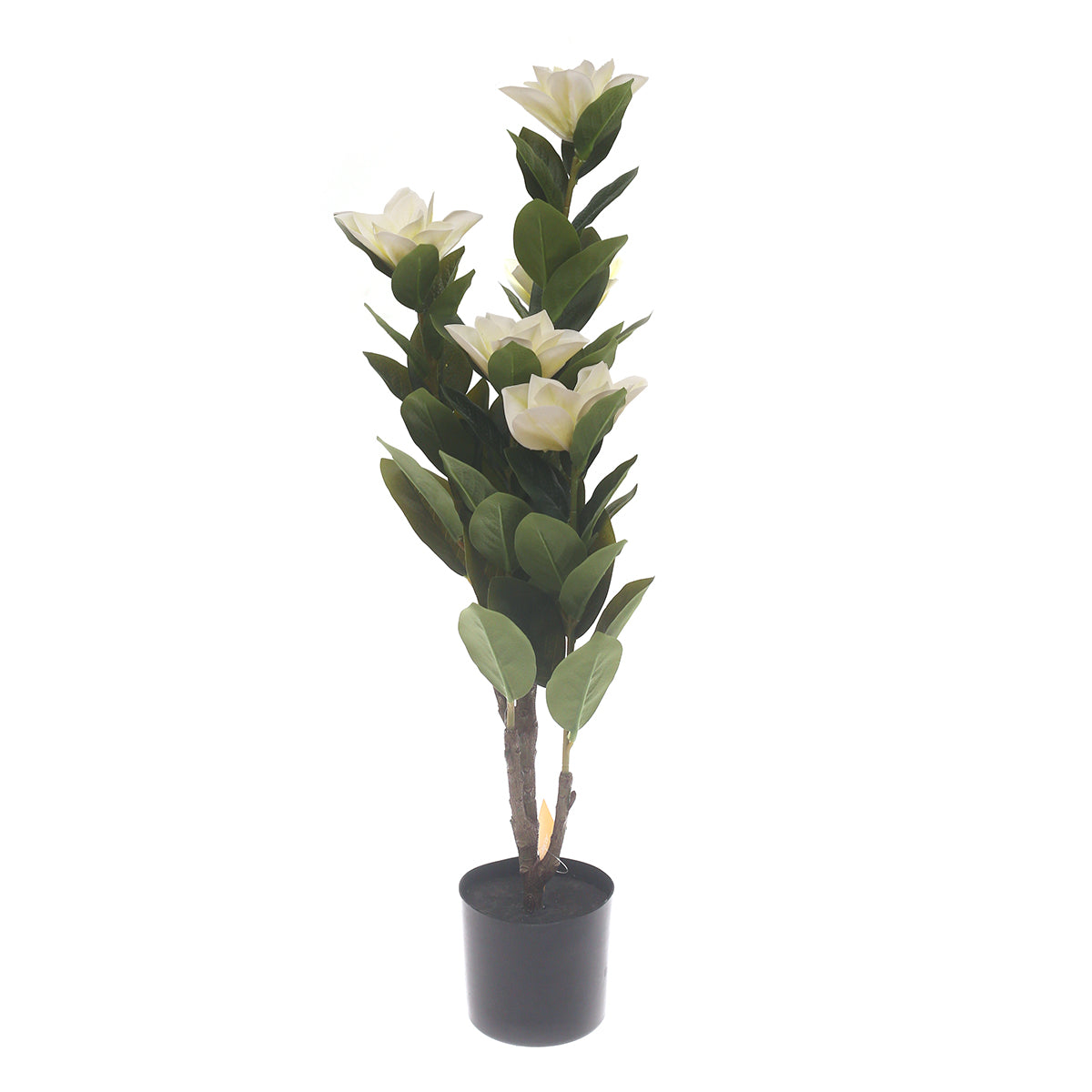 Artificial Floor Plant with White Flowers – Green Decorative Plant, 31 Inch Height - Habitt