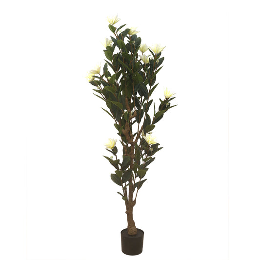 Artificial Floor Plant with White Flowers – 54 Inch Height - Habitt