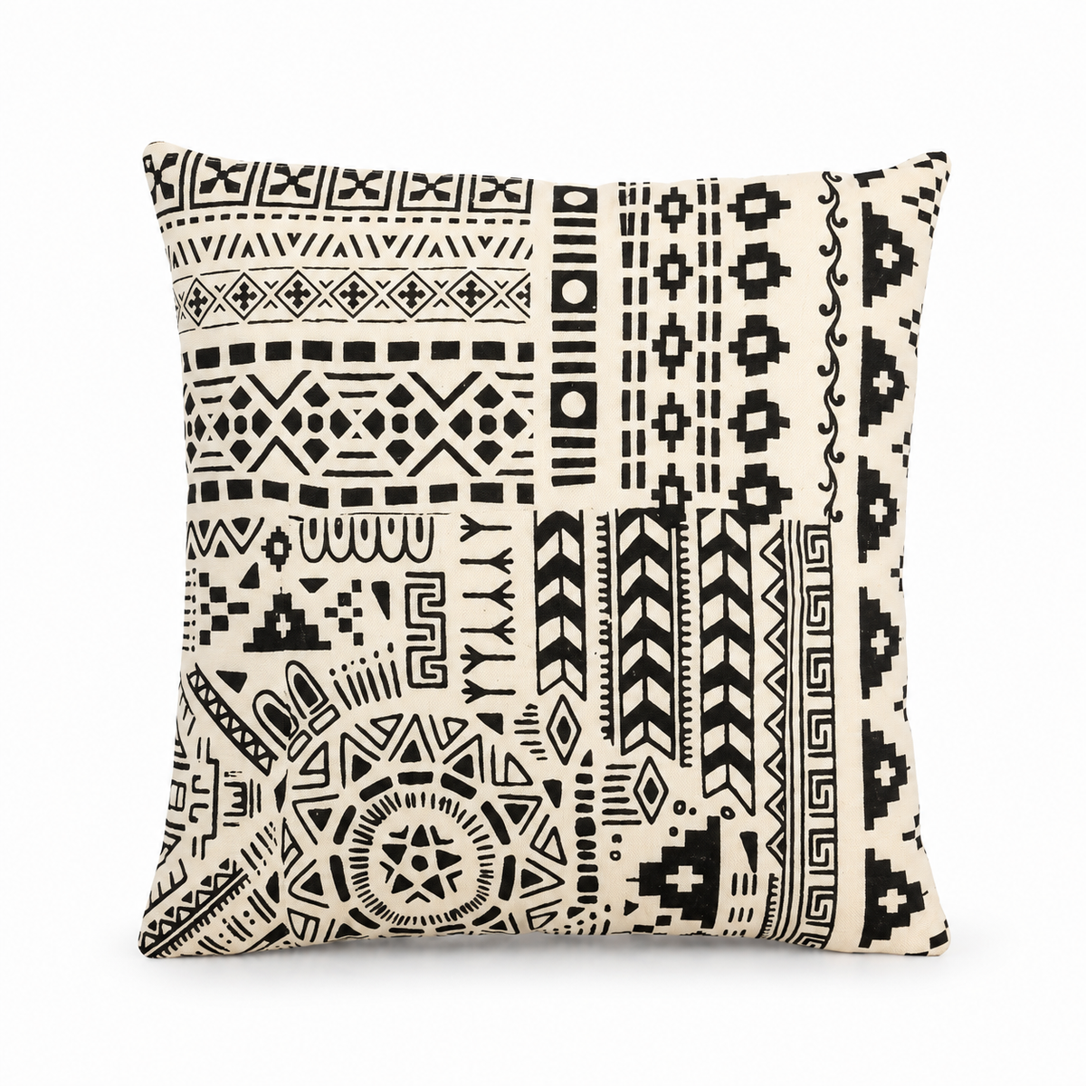 Multi Tribal Cushion Cover – Screenprint 16 x 16 Inch Warm Boho Decorative Pillow Cover