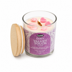 Velvet Touch Lavender Scented Candle – Floral Aromatherapy Candle with Wooden Lid - Habitt