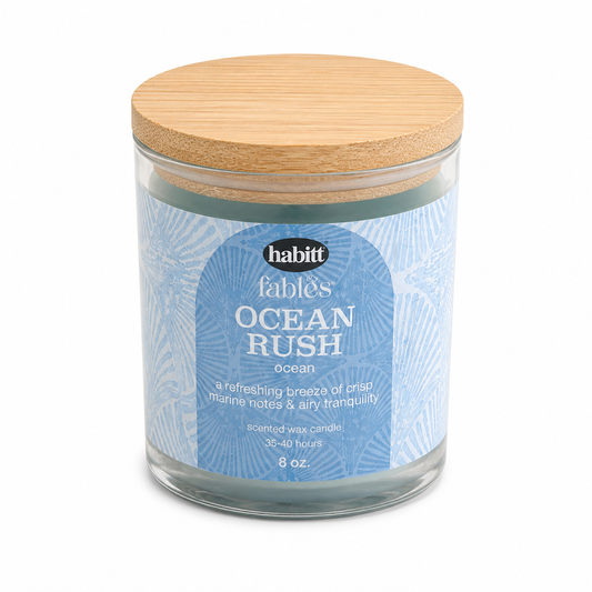 Ocean Rush Scented Candle – Fresh Ocean Aromatherapy Candle with Wooden Lid - Habitt