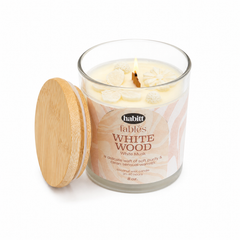 White Wood White Musk Scented Candle – Luxury Aromatherapy Candle with Wooden Lid - Habitt