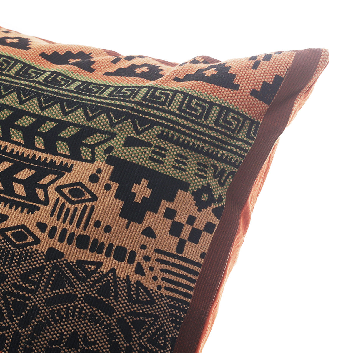 Woven Tribal Cushion Cover 18x18 – Boho Geometric Ethnic Decorative Pillow Case in Earthy Tones - Habitt