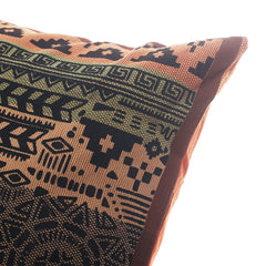 Woven Tribal Cushion Cover 18x18 – Boho Geometric Ethnic Decorative Pillow Case in Earthy Tones - Habitt