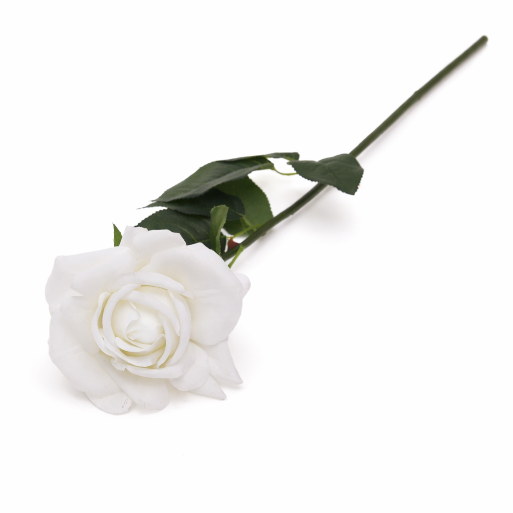 Artificial White Rose Flower Stem – Elegant Faux Rose for Floral Arrangements  Décor - Habitt