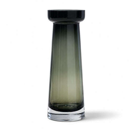 Grey Colored Glass Vase – Modern Cylinder Decorative Vase Medium - Habitt