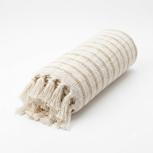 Throw Linear Neutral 36x72 Inch Tribal Whites
