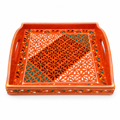 Swati Tray 12 x 12 T Art – Traditional Hand-Painted Decorative Serving Tray | Assorted Pakistani Folk Art Design