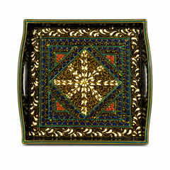 Swati Tray 12 x 12 T Art – Traditional Hand-Painted Decorative Serving Tray | Assorted Pakistani Folk Art Design